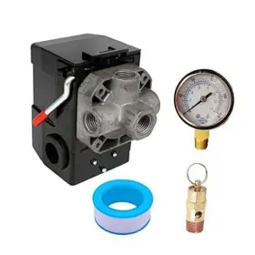 95-125 Pis Sp-28 26 Amp H/d Pressure Switch Air Compressor 4 Port With 0-200 Psi Gauge