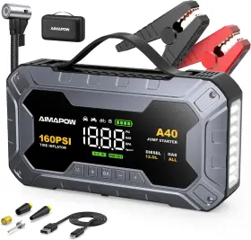 8000a Aimapow 607609064442 160psi Jump Starter With Air Compressor 12v Car Battery Powe
