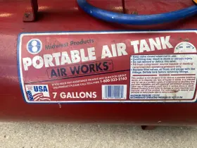 Air Works 14565 Portable Tank 7 Gal Steel Red 125 Psi Max Pressure Gauge