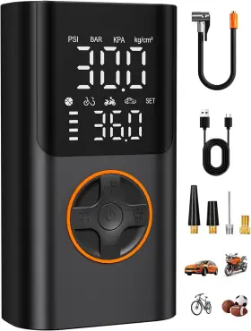 Airsure 445048549556 Tire Inflator Portable Air Compressor Bike Pump With Gauge And Usb Char