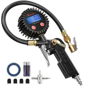 All Road 445029530535 Digital Tire Inflator With Pressure Gauge 250 Psi Air Chuck And Compressor
