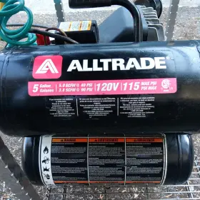 Alltrade 480768 Air Compressor Twin Stack With 50 Inch Retractable Hose 3hp 5gal 115psi 120vac