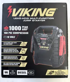 59531 Amp Viking 1000 Peak 12v Lead Acid 150 Psi Compressor Jumping Starter