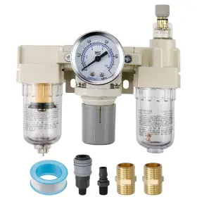 Antrader Hjl20250051 1/4 Inch Npt Compressed Air Filter Regulator Lubricactor Combo Pressure Regul