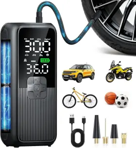 Anycash 762849513102 Tire Inflator Portable Air Compressor Electric Pump For Car Motorcycle Bi