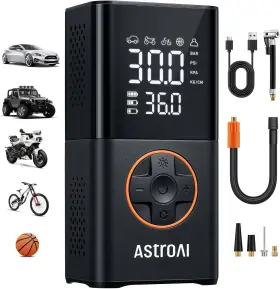 Astroai 313040554502 L7 Tire Inflator Portable Air Compressor Cordless Mini Bike Pump With Di