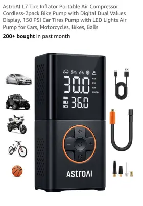 Acacl7bkca Astroai L7 Tire Inflator Portable Air Compressor Cordless Bike Pump With Digital