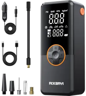 Atkmayi 763022781585 Tire Inflator Portable Air Compressor 150psi Bike Pump With Deflation Mode