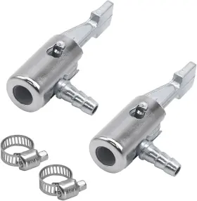 Auceli 313106594534 2pcs 1/4 Inch Lock On All Metal Air Chuck Inflation Pump With Hose Clamp
