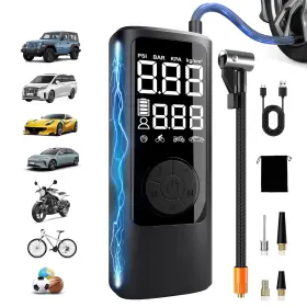 21j1 Autobest Tire Inflator Portable Air Compressor 150psi Cordless Car Pump With Auto Shu