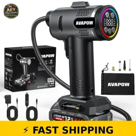 Avapow 860014409004 T12 Portable Tire Inflator - 160 Psi Cordless Air Compressor