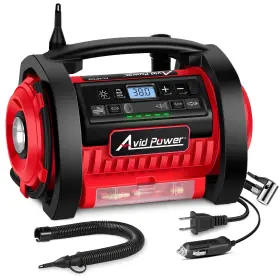 Avid Power 765756398596 Tire Inflator Portable Air Compressor 12v Dc / 120v Ac Car Pump Mattres