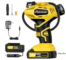 Avid Power Acap110-y 20v Cordless Tire Inflator Portable Air Compressor With Digital Gauge