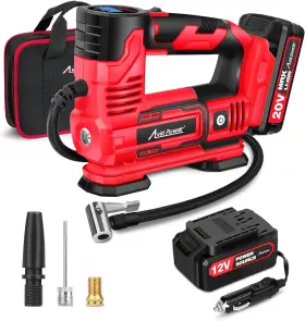Acap334  Avid Power Cordless Tire Inflator Air Compressor With Li-ion Battery Portable Red