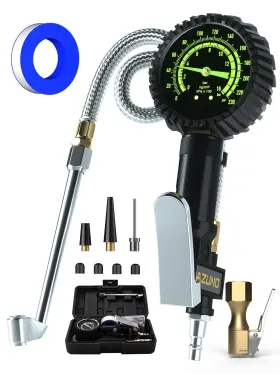 Tig230bc Azuno Heavy Duty Tire Pressure Gauge Inflator 230psi Air Chuck