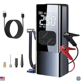 Jm-8813 Brand Generic Portable Tire Inflator And Jump Starter 150psi 8000mah With Pressure Gauge