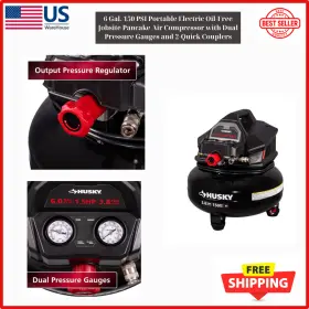 02106415 Branded Husky 6 Gal. 150 Psi Electric Pancake Air Compressor