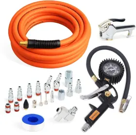 510017 Branded 22 Pieces Air Compressor Accessories Kit 3/8 Inch X 25 Ft Hybrid Compres