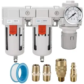 Branded Dfr-03 3/8 Inch Npt Air Drying System - Double Filters Pressure Regulator Combo