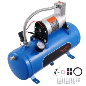 Qlbcqgyysjzcescmxv9-0731 Branded 12-volt Air Compressor With Tank 1.6 Gal. Train Horn Working Pr