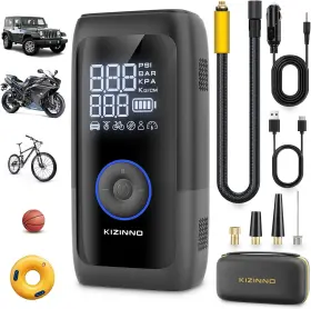 Branded01 445021689699 Portable Dual Tire Inflator 12000mah Air Compressor For Cars And Suvs