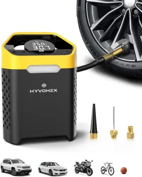 Branded01 445024416476 160 Psi Cordless Tire Inflator Portable Air Compressor With Digital Gauge Yellow