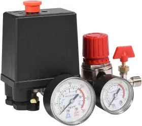 Branded01 445053310332 Air Compressor Pressure Control Valve With Gauge Piston Switch Plastic