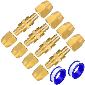 Breezliy 762027440121 4pcs Soild Brass Air Reusable Hose Splicer For 1/4-inch Id