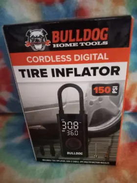 Bull Dog Cq006 Portable Tire Air Compressor Max 150 Psi Cordless Inflator 4 Nozzles