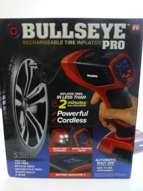 Bullseye By48 Pro Portable Rechargeable Tire Inflator With Digital Pressure Gauge
