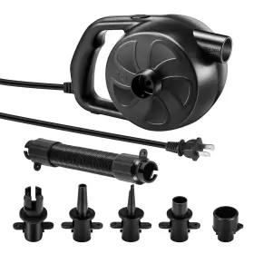 Buymax 738629006850 Electric Air Pump High Power Inflator And Deflator Valve With 5 Nozzle