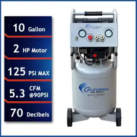 California Air Tools 445003576535 10 Gal. 2.0 Hp Ultra Quiet And Oil-free Electric Compressor