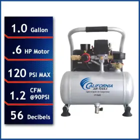 California Air Tools 705353086977 1.0 Gal. Light And Quiet Steel Tank Electric Portable Compressor