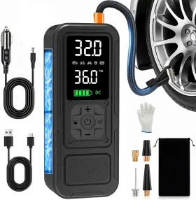 Calmara 740722830669 Y34 Tire Inflator Portable Air Compressor 4x Faster Inflation 6000mah Cordless/1