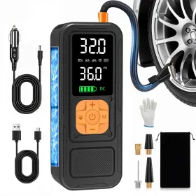 Calmara 740722830706 Y34 Tire Inflator Portable Air Compressor 4x Faster 6000mah Orange