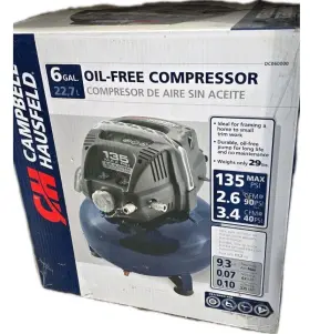 Dc060000 Campbell Hausfeld 6 Gal. Oil-free Compressor Perfect Condition Im Including Hose