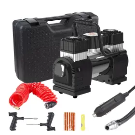 Cartman 943536316402 Dual Cylinder Dc 12v Air Compressor For Car Heavy Duty Portable Tire Inflato