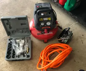 61615 Central Pneumatic Pancake Air Compressor 3 Gal Cap. 100 Psi And More