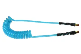 Pue14-15b-t Coilhose Pneumatics 1/4 Inch Id 15ft With 2 Strain Relief Mpt Swivel Transparent Blue