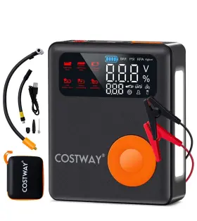 Us-2hcst01515 Costway Jump Starter With Air Compressor 150psi Digital Tire Inflator Led Screen Portable