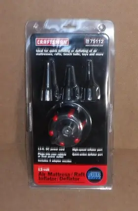 Craftsman 027488601789 12 Volt Air Mattress Raft Inflator Deflator 2875112 Sealed