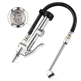 Czc Auto 611434029545 Tire Inflator Air Pressure Gauge With Rubber Hose 10-120psi Dual Head Heavy