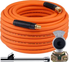 Dazakoot 445002410465 Truck Tire Inflator Kit 3/8 Inch X 50ft Hybrid Air Hose With 1/4 Chuck And 1/2 Np Dazakoot 445002410465 Truck Tire Inflator Kit 3/8 Inch X 50ft Hybrid Air Hose With 1/4 Chuck And 1/2 Np