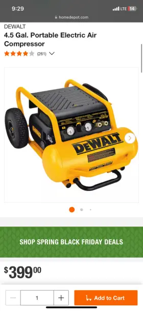 D55146-ca Dewalt 4.5 Gallon Portable Air Compressor Model #