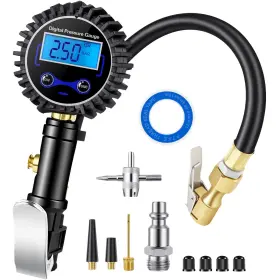 Digitpro 797465677679 Digital Tire Pressure Gauge With Inflator 250 Psi Heavy Duty Air Chuck And Compre