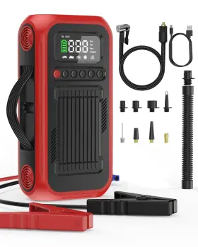 Sny-c10 Dkdnsj Tire Inflator Portable Air Compressor 12v Car Battery Jump Starter 5x Faster