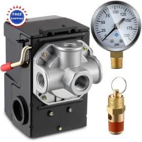 Dr-dreyoo-1881 Dreyoo Air Compressor Pressure Switch 135 175 4 Port 20 Amp 200 Psi Gauge