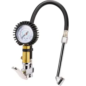 Drixet 840195681239 0-220 Psi Air Pressure Gauge For Tire Inflator Heavy Duty With Rubber Hose Drixet 840195681239 0-220 Psi Air Pressure Gauge For Tire Inflator Heavy Duty With Rubber Hose