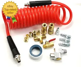 Dynamic Power 744759139177 16-pcs. Professional Air Compressor Accessories Kit With 3/8 Inch X 15 Ft Coil H