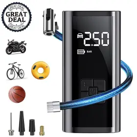 Eafc 313052299255 Car Air Compressor 4000mah Led Light Tire Inflator 150psi Electric Pump Durable